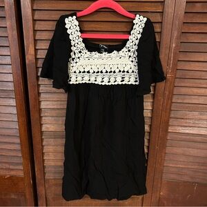 Art Class Girls 6/6X Black Crochet Tie Back Girls Dress